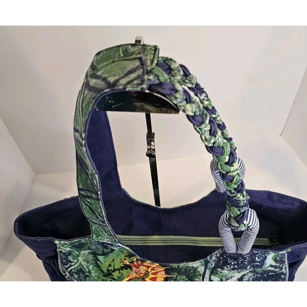 Paul Brent Seahorse Canvas Tote Bag Large Braided Shoulder Purse Beach Cruise - Picture 12 of 16